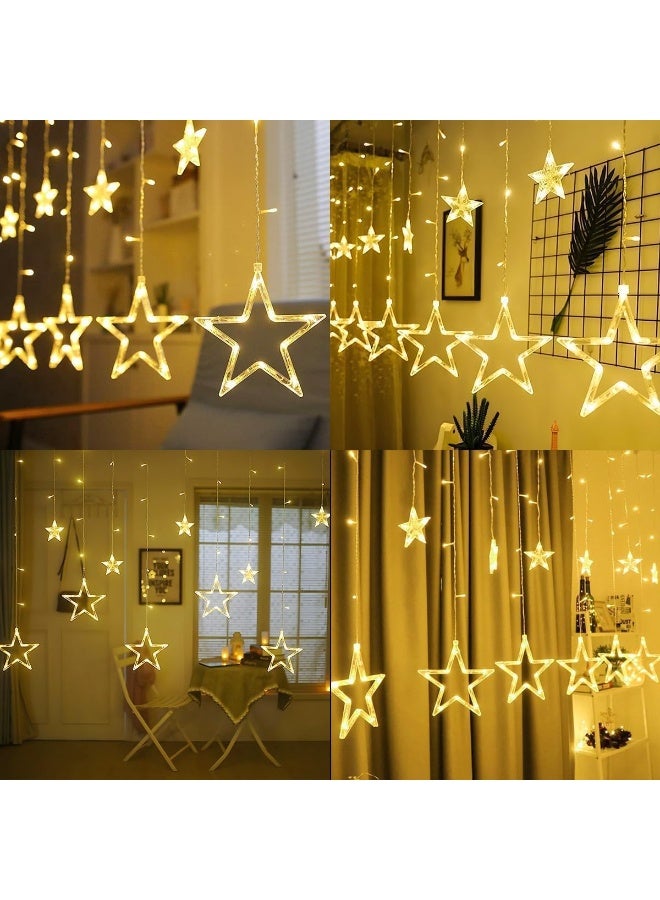 ACLIX 12 Stars 138 LED Star Lights, Curtain String Lights for Bedroom with 8 Lighting Modes,Waterproof Window Lights Diwali Ramadan Decorations, Wedding Decorations Lights - Warm White - Image 4